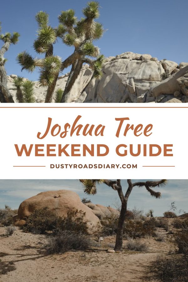 Ruled Script Band Aesthetic Pinterest Templates example: a travel pin titled "Joshua Tree Weekend Guide"