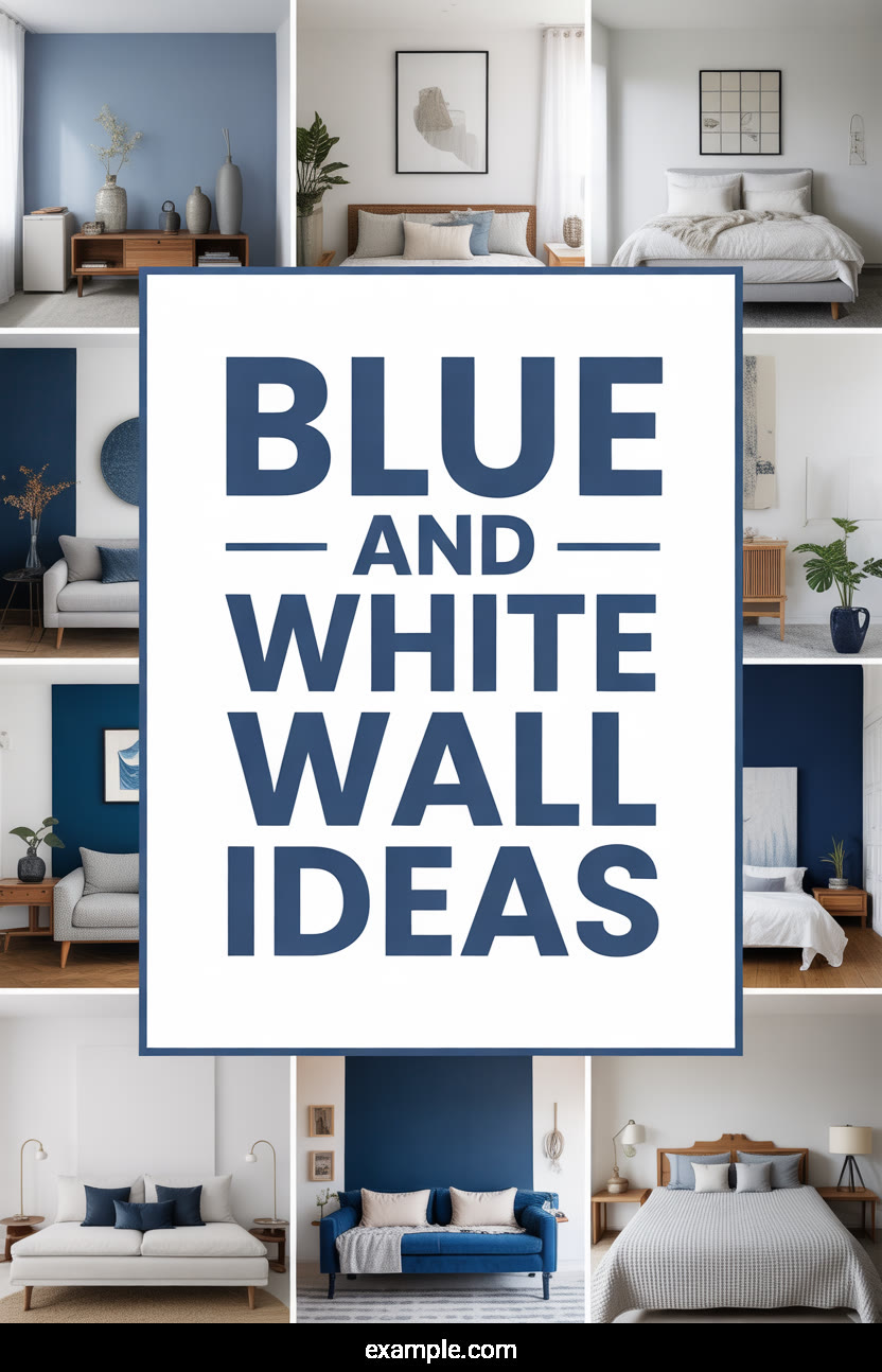 Pinterest-optimized pin for blue and white wall ideas