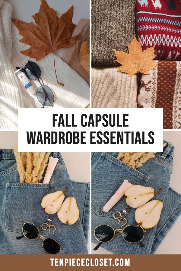 Condensed Box + URL Bar Canva Pinterest Templates example: a fashion pin titled "Fall Capsule Wardrobe Essentials"