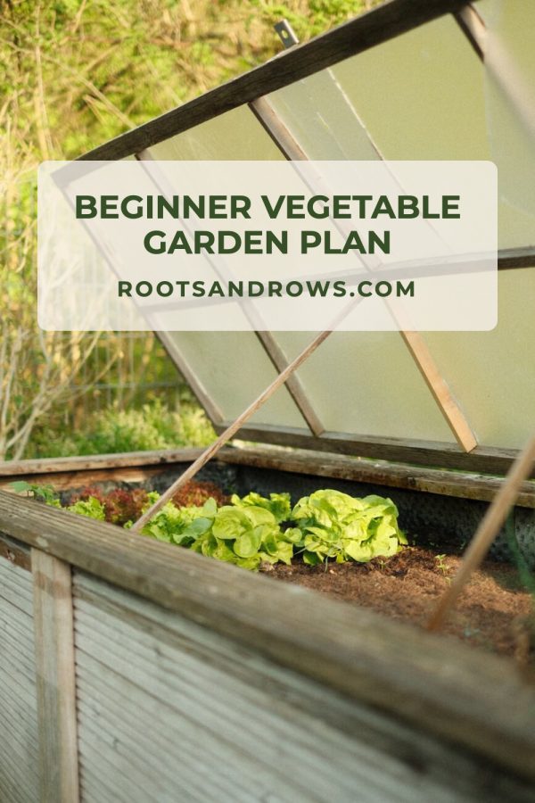 Minimal Centered Title Canva Pinterest Templates example: a gardening pin titled "Beginner Vegetable Garden Plan"