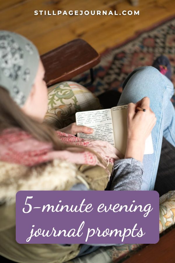 Rounded Card + Band Canva Pinterest Templates example: a wellness pin titled "5-Minute Evening Journal Prompts"