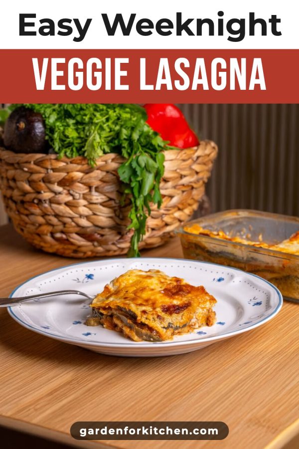 Top Strip Header Canva Pinterest Templates example: a recipe pin titled "Easy Weeknight Veggie Lasagna"