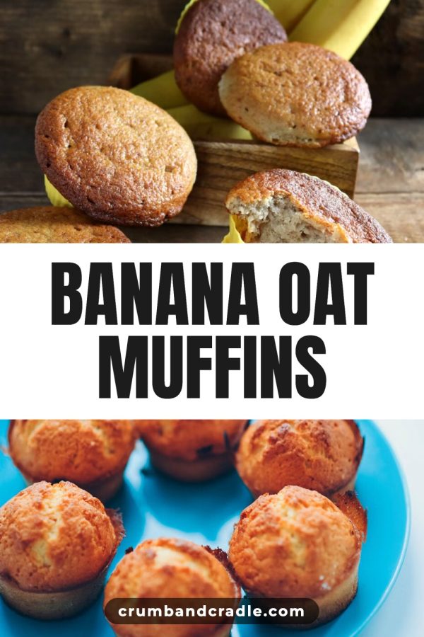 Sticker Script Band Canva Pinterest Templates example: a baking pin titled "Banana Oat Muffins"