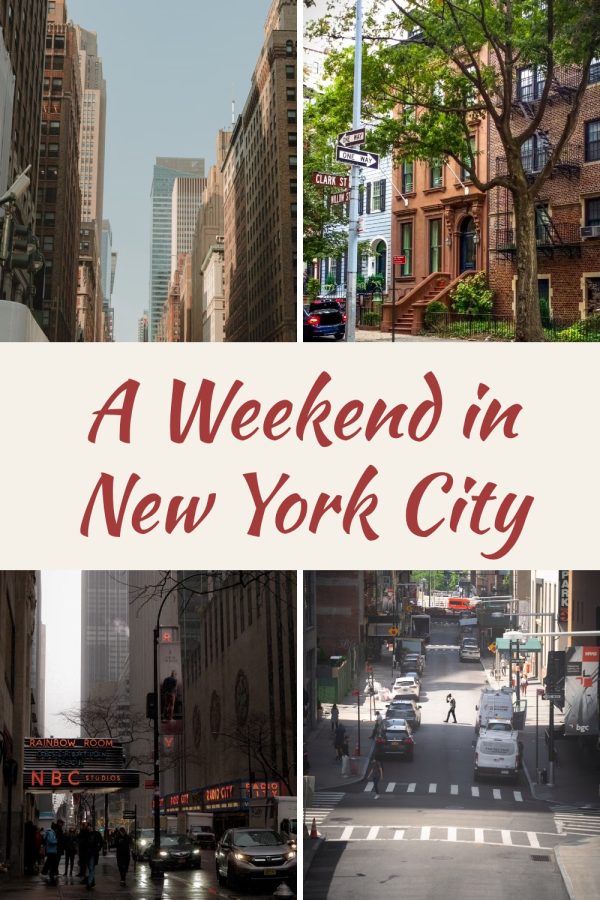 Script Hero Box Canva Pinterest Templates example: a travel pin titled "A Weekend in New York City"