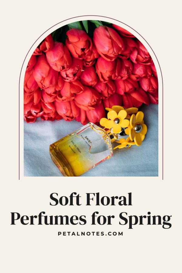 Arch Frame Canva Pinterest Templates example: a beauty product pin titled "Soft Floral Perfumes for Spring"