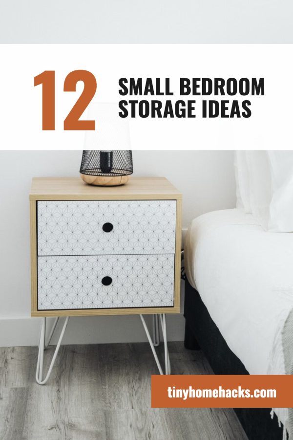 Big Number Header Canva Pinterest Templates example: a home organization pin titled "12 Small Bedroom Storage Ideas"