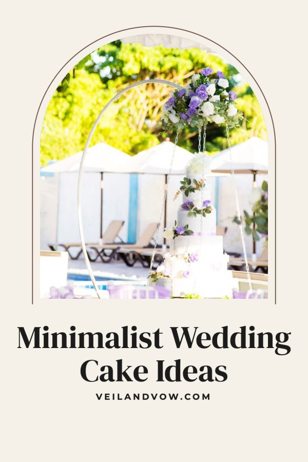 Arch Frame Canva Pinterest Templates example: a wedding pin titled "Minimalist Wedding Cake Ideas"