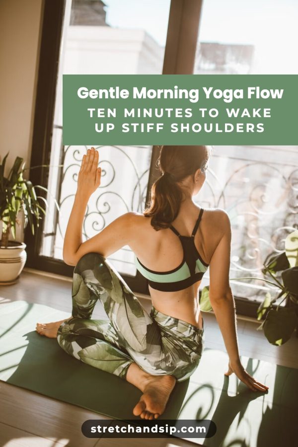 Side Tab Title Canva Pinterest Templates example: a fitness pin titled "Gentle Morning Yoga Flow"