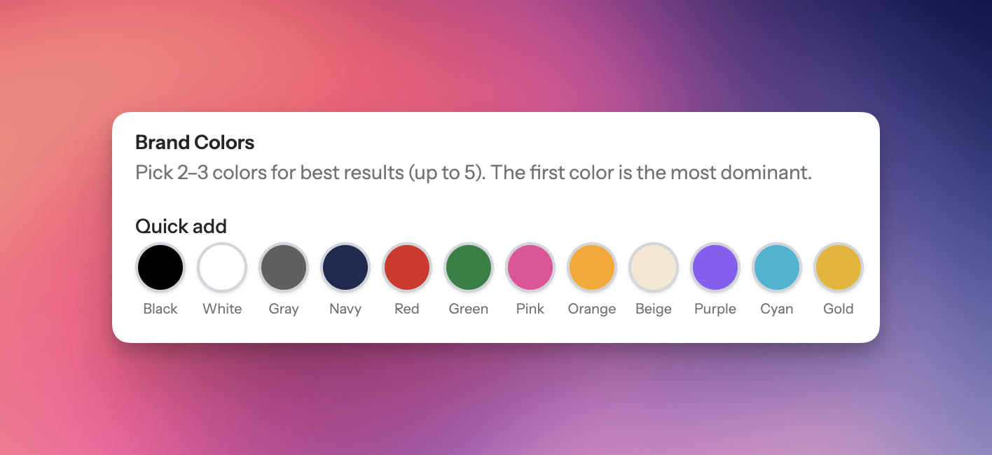 Brand colors settings