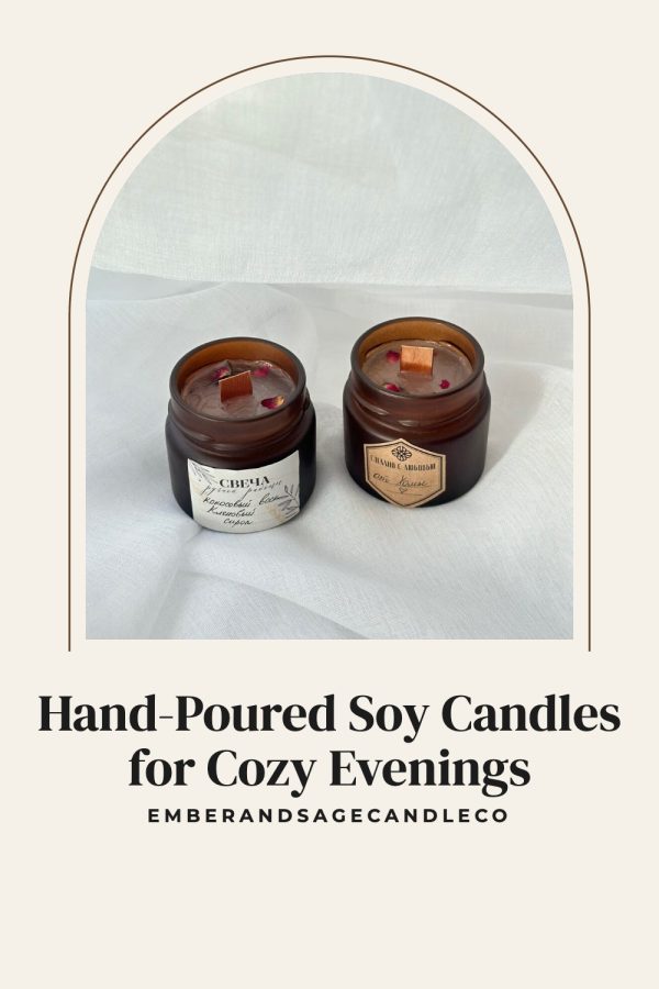 Arch Frame Etsy Pinterest Templates example: a home decor pin titled "Hand-Poured Soy Candles for Cozy Evenings"