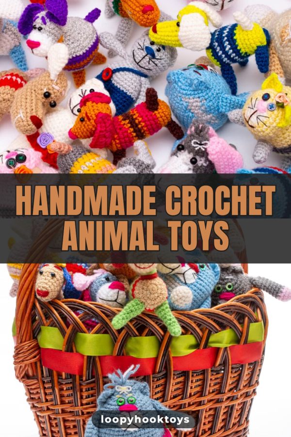 Dark Band + Outlined Caps Etsy Pinterest Templates example: a toys pin titled "Handmade Crochet Animal Toys"