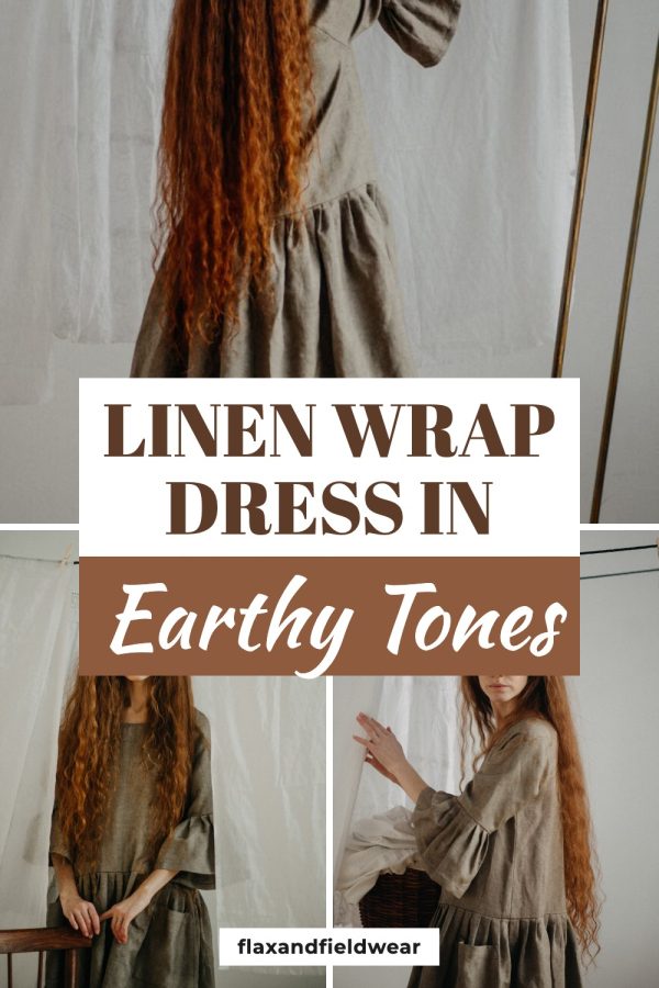 Strip Sandwich Etsy Pinterest Templates example: a clothing pin titled "Linen Wrap Dress in Earthy Tones"