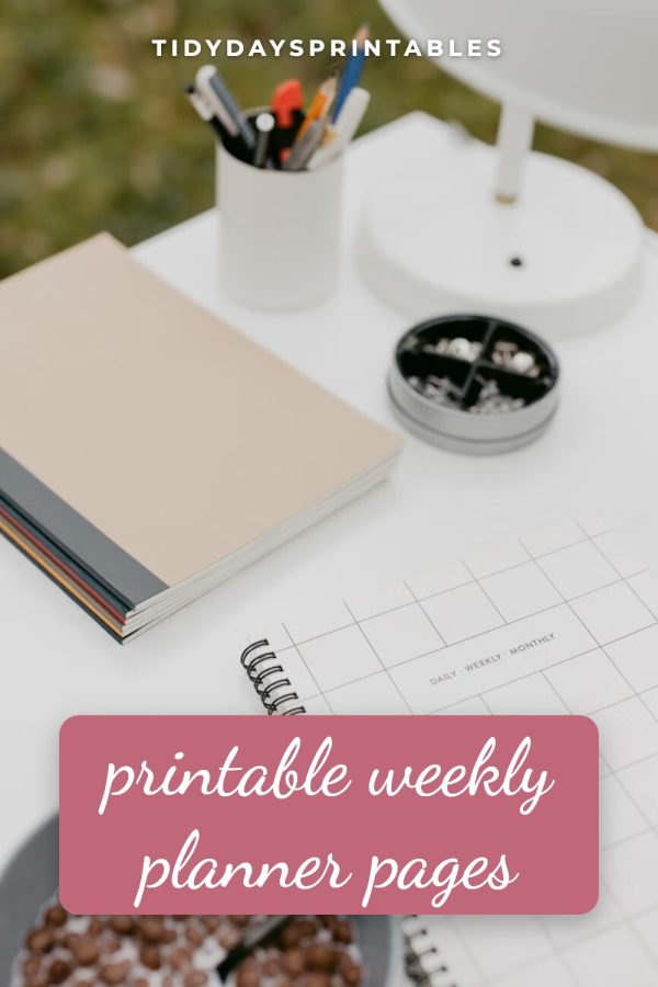 Rounded Card + Band Etsy Pinterest Templates example: a printables pin titled "Printable Weekly Planner Pages"