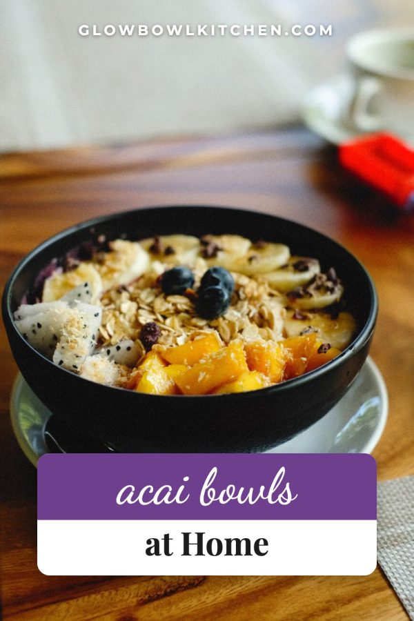 Rounded Card + Band Pinterest Templates for Food Bloggers example: a healthy recipe pin titled "Acai Bowls at Home"