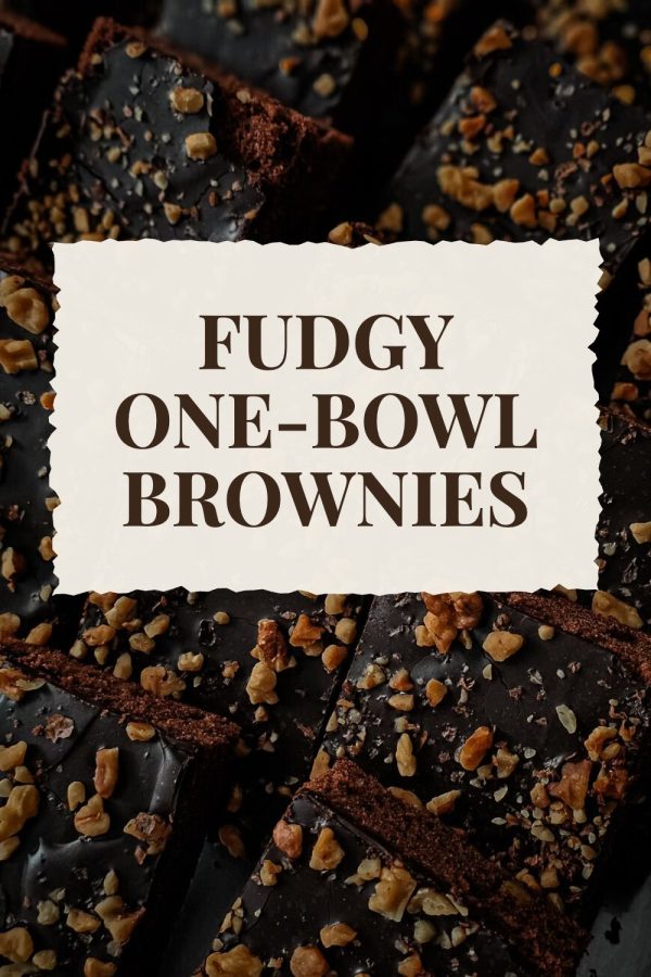 Torn Paper Badge Pinterest Templates for Food Bloggers example: a baking pin titled "Fudgy One-Bowl Brownies"