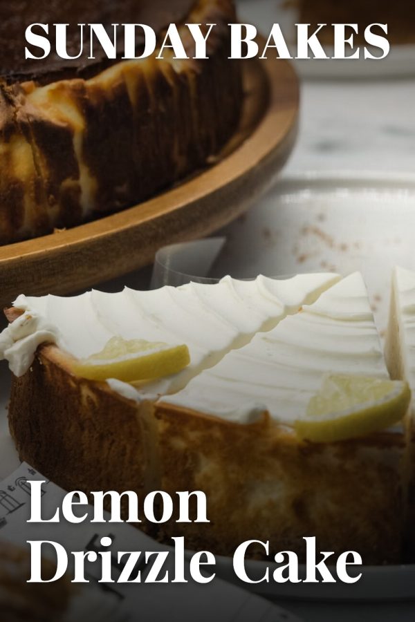 Magazine Cover Pinterest Templates for Food Bloggers example: a baking pin titled "Lemon Drizzle Cake"