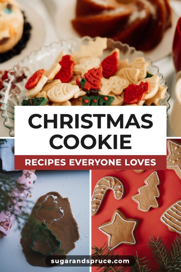 Script + Caps + Strip Pinterest Templates for Food Bloggers example: a recipe roundup pin titled "Christmas Cookie Recipes Everyone Loves"