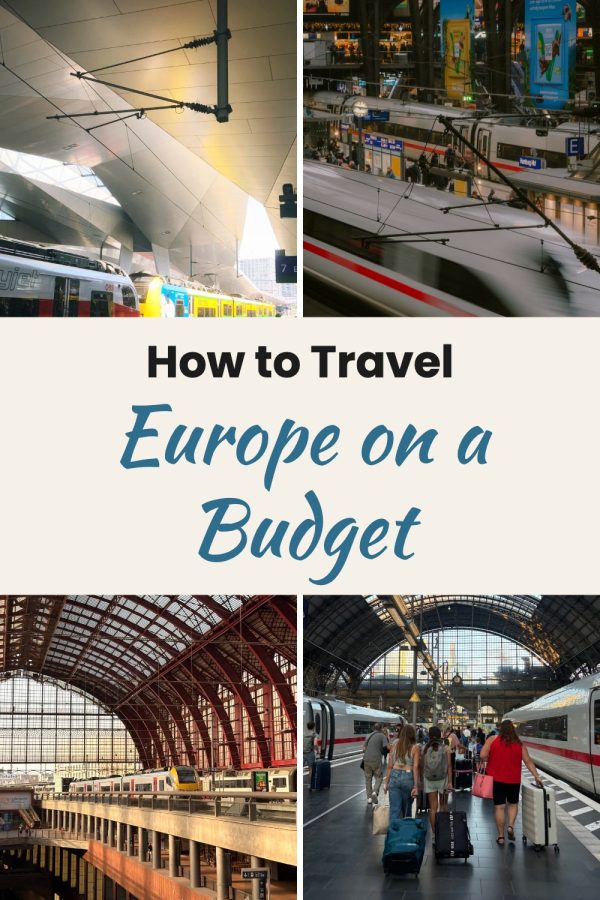 Script Hero Box Free Pinterest Templates example: a travel pin titled "How to Travel Europe on a Budget"