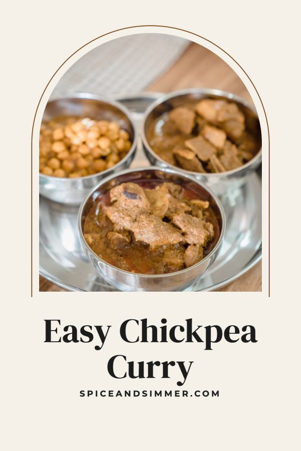 Arch Frame Free Pinterest Templates example: a recipe pin titled "Easy Chickpea Curry"