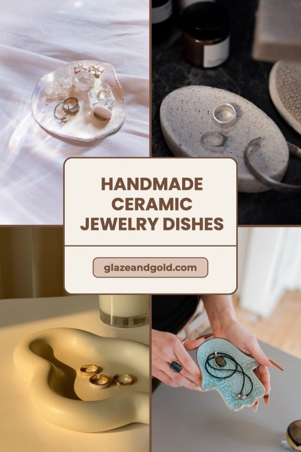Framed Card + Pill Free Pinterest Templates example: a product pin titled "Handmade Ceramic Jewelry Dishes"