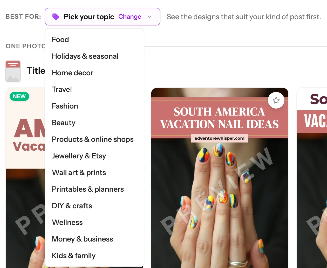 The Best for menu open with 14 kinds of post: Food, Holidays and seasonal, Home decor, Travel, Fashion, Beauty and more
