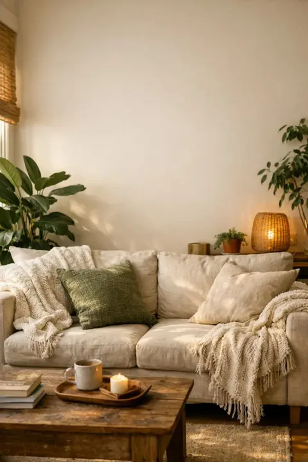 A pin that is only a photo of a cosy living room, with no words on it