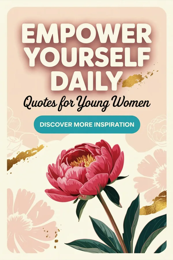 A quote pin: Empower yourself daily, quotes for young women, with a flower