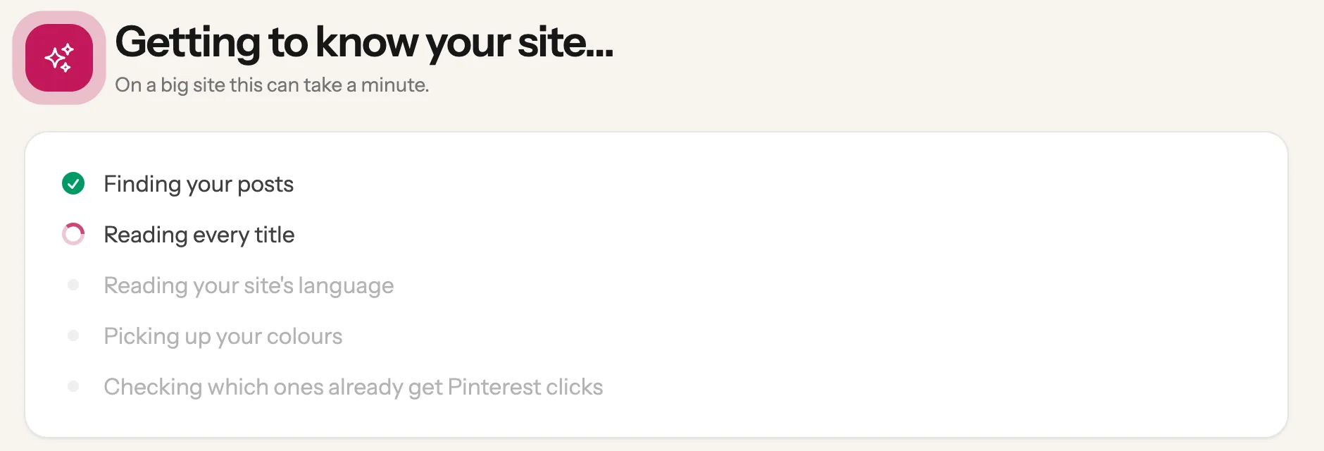 Getting to know your site: finding your posts, reading every title, picking up your colours