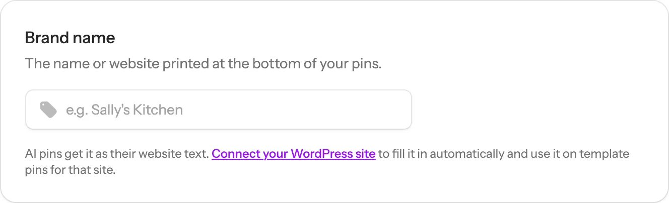 The Brand name box on the Brand Voice page