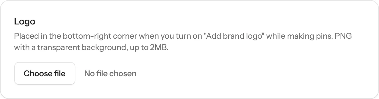The Logo box on the Brand Voice page with its Choose file button