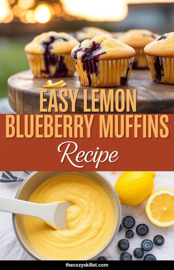 AI Pinterest pin example: Easy Lemon Blueberry Muffins Recipe