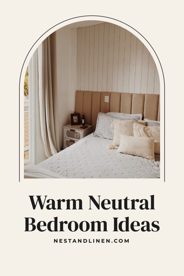 Pinterest template pin example: Warm Neutral Bedroom Ideas