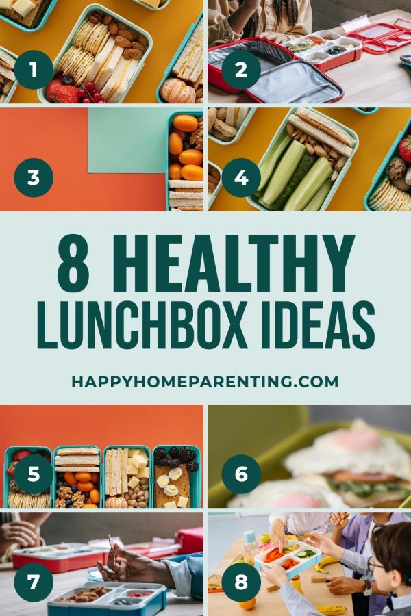 Pinterest template pin example: 8 Healthy Lunchbox Ideas