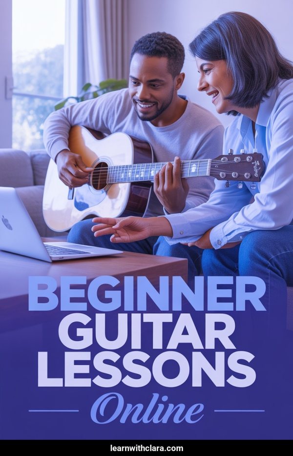 AI Pinterest pin example: Beginner Guitar Lessons Online