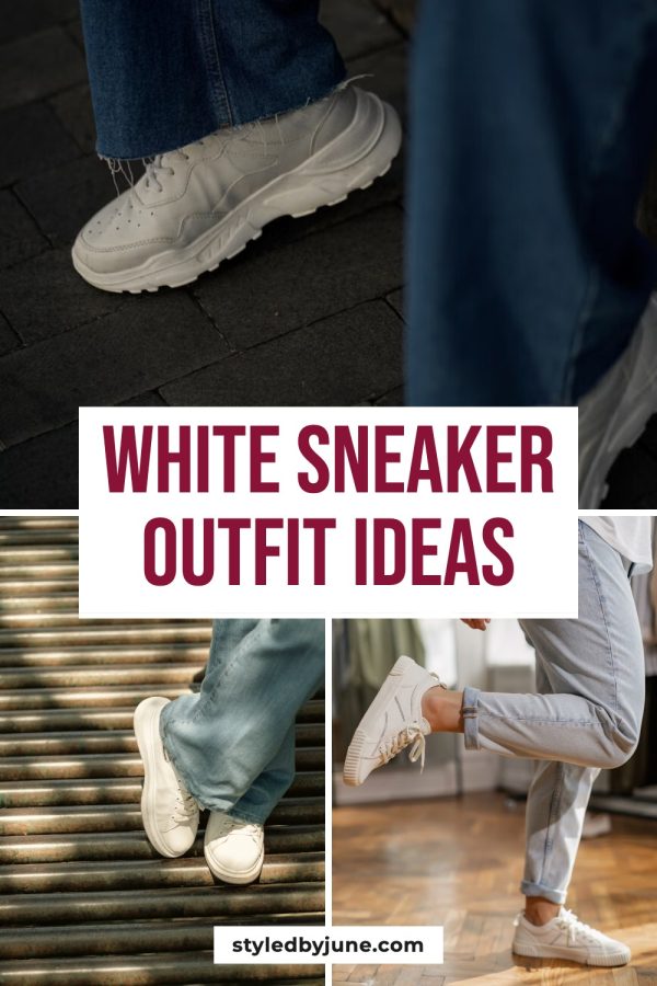 Pinterest template pin example: White Sneaker Outfit Ideas