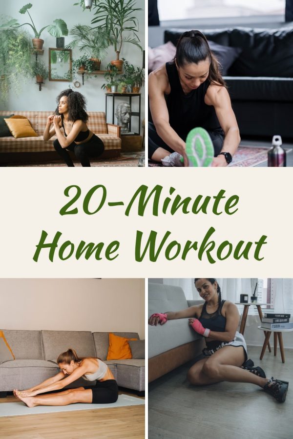 Pinterest template pin example: 20-Minute Home Workout
