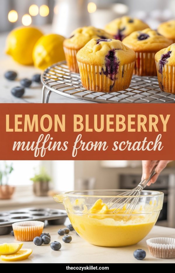 AI Pinterest pin example: Lemon Blueberry Muffins From Scratch