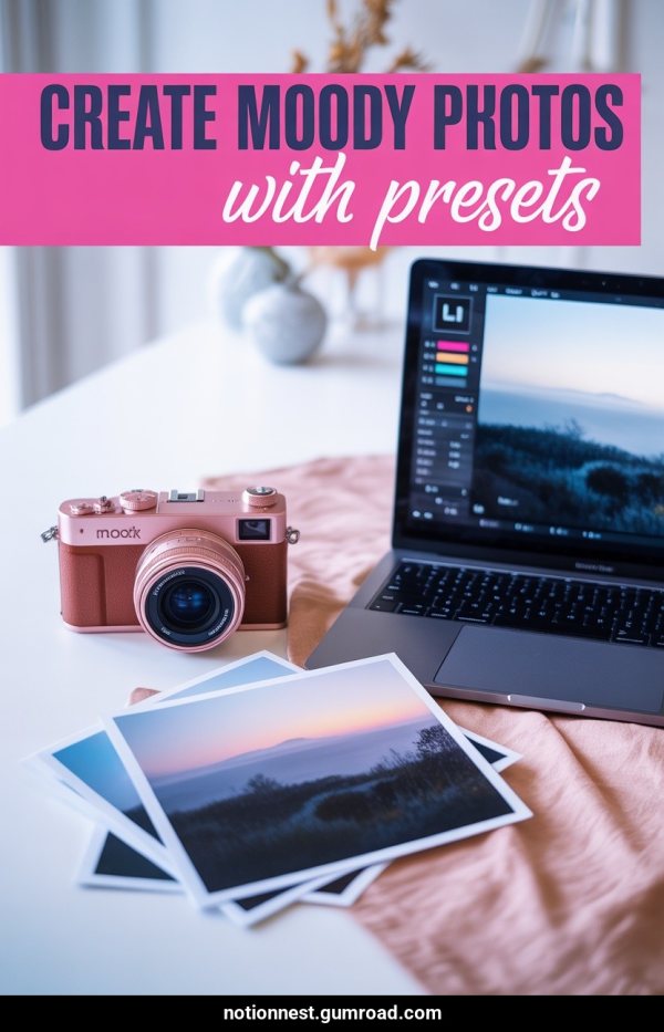 AI Pinterest pin example: Create Moody Photos With Presets