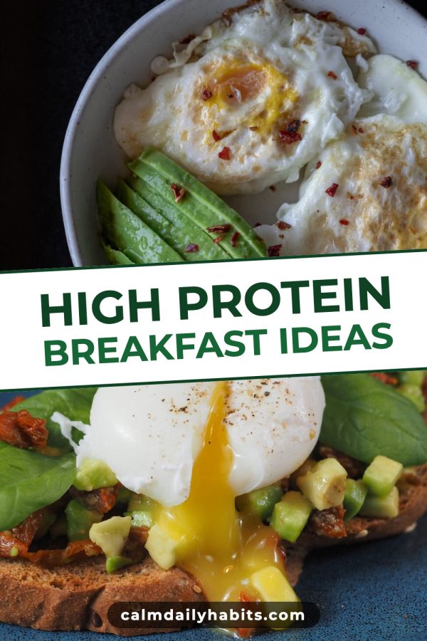 Pinterest template pin example: High Protein Breakfast Ideas