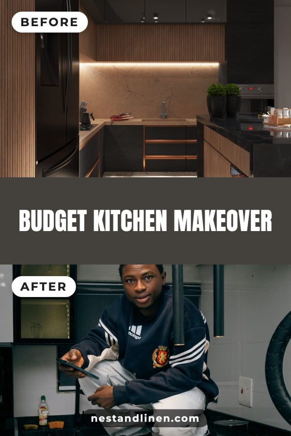 Pinterest template pin example: Budget Kitchen Makeover