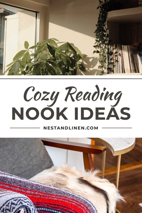 Pinterest template pin example: Cozy Reading Nook Ideas