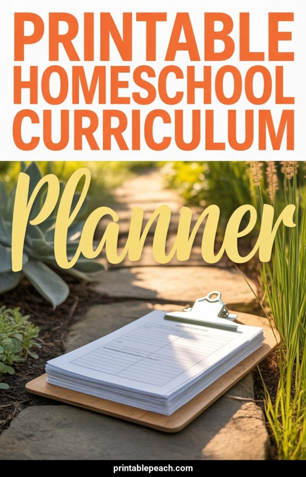 AI Pinterest pin example: Printable Homeschool Curriculum Planner