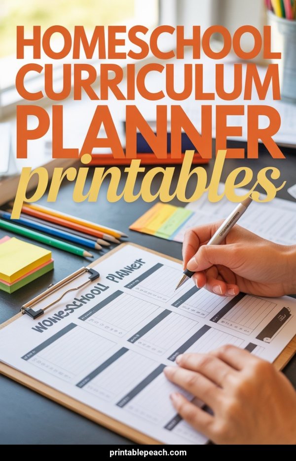 AI Pinterest pin example: Homeschool Curriculum Planner Printables
