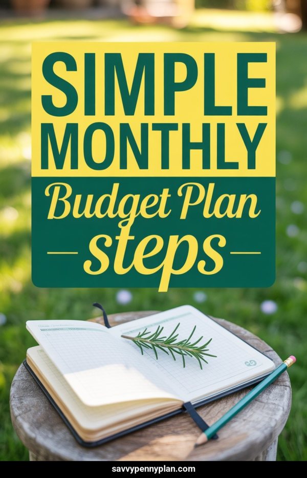 AI Pinterest pin example: Simple Monthly Budget Plan Steps