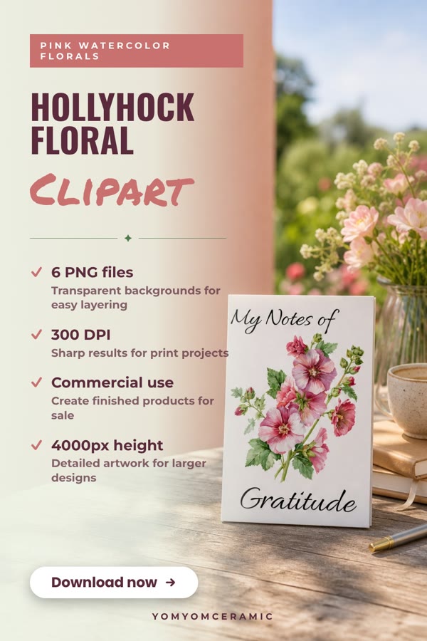 Pinterest pin example made from: etsy.com/listing/4521856790/hollyhock-floral-clipart-…