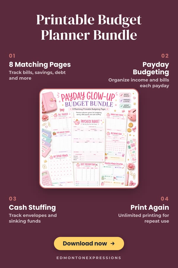 Pinterest template pin example: Printable Budget Planner Bundle