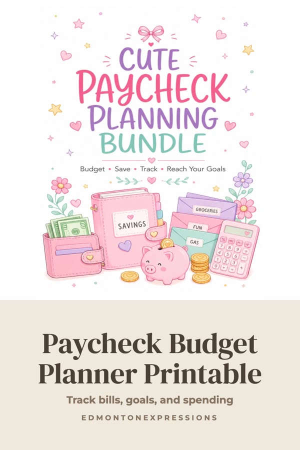 Pinterest template pin example: Paycheck Budget Planner Printable