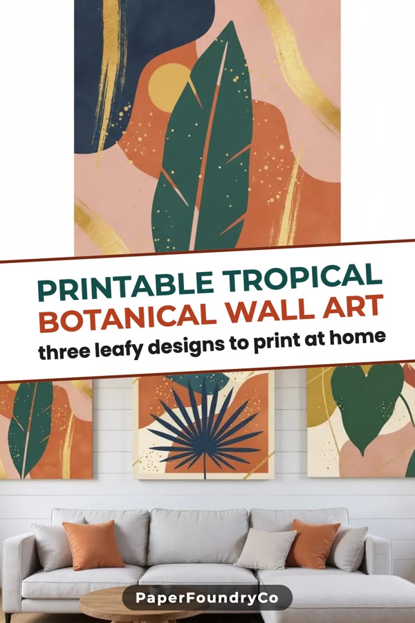 Pinterest template pin example: Printable Tropical Botanical Wall Art