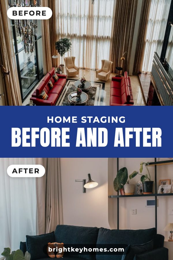 Pinterest template pin example: Home Staging Before and After
