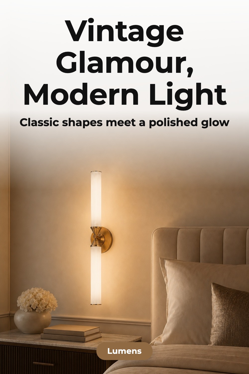 AI Pinterest pin example: Vintage Glamour, Modern Light